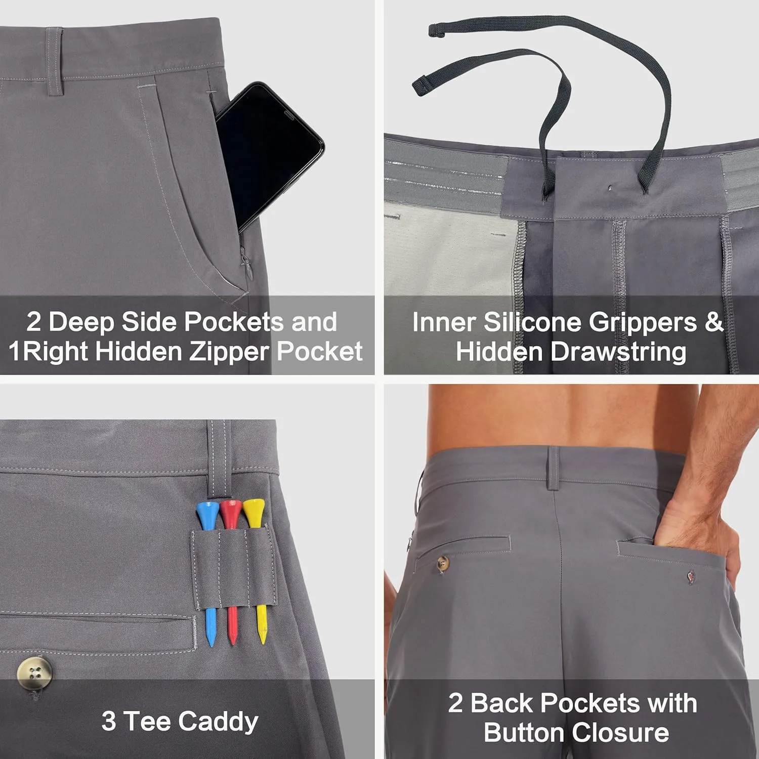 JWM Mens 7"/9" Stretch Golf Shorts - Lightweight Hybrid Casual Dress Work Flat Front Shorts with 5 Pockets Quick Dry UPF50