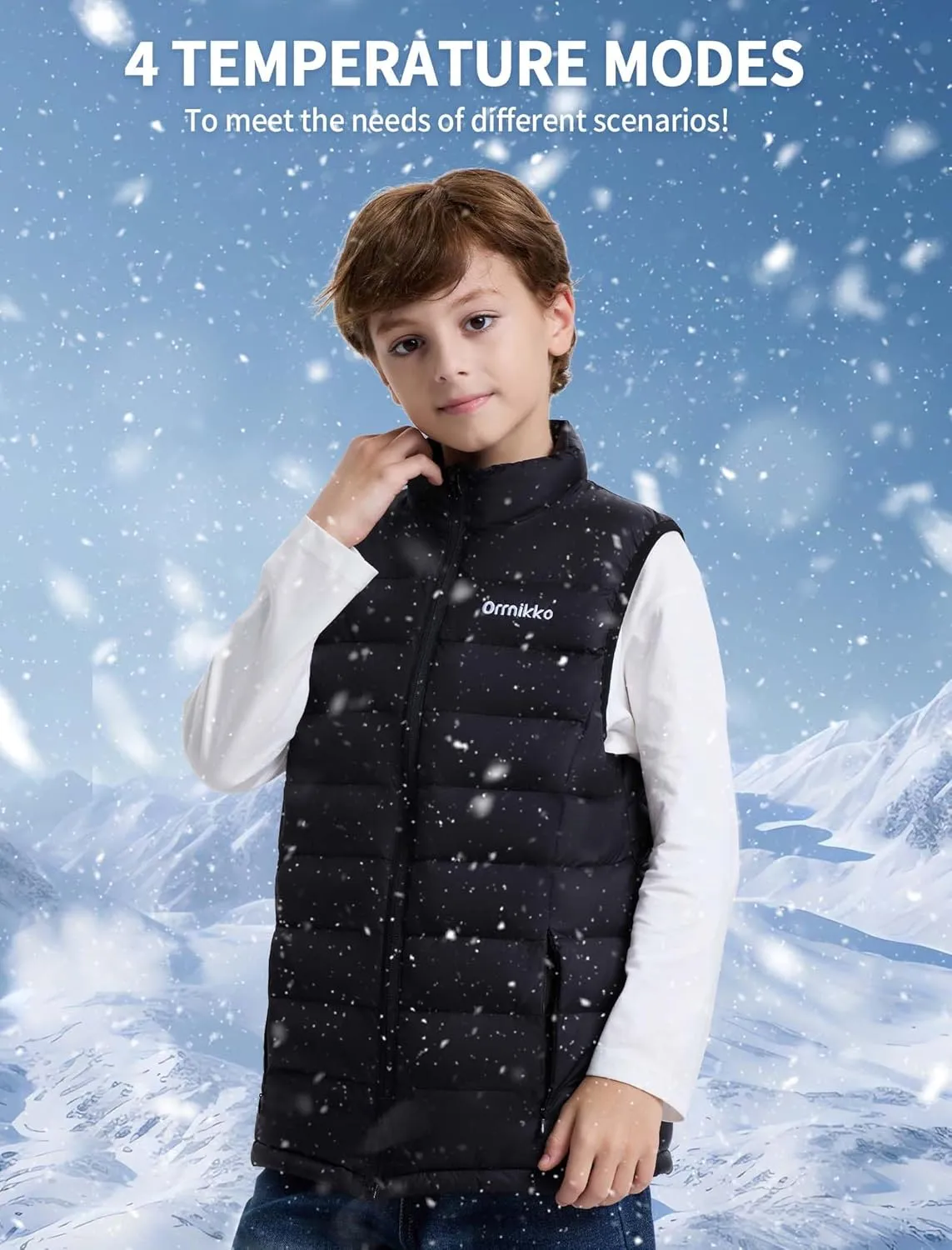 Kids Heated Vest with Battery Pack - 7.4V Rechargeable Lightweight Heated Vest, Boys Girls Electric Heated Coat
