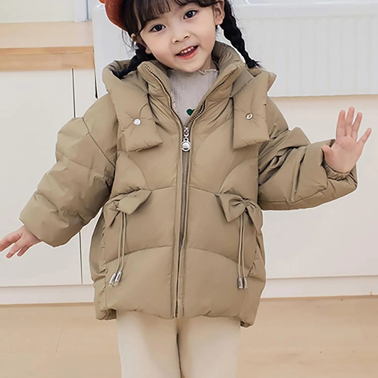 Kids Toddler Baby Girls Boys Winter Warm Thick Solid Cotton Long Sleeve Padded Jacket Coat Clothes Jacket Unlined