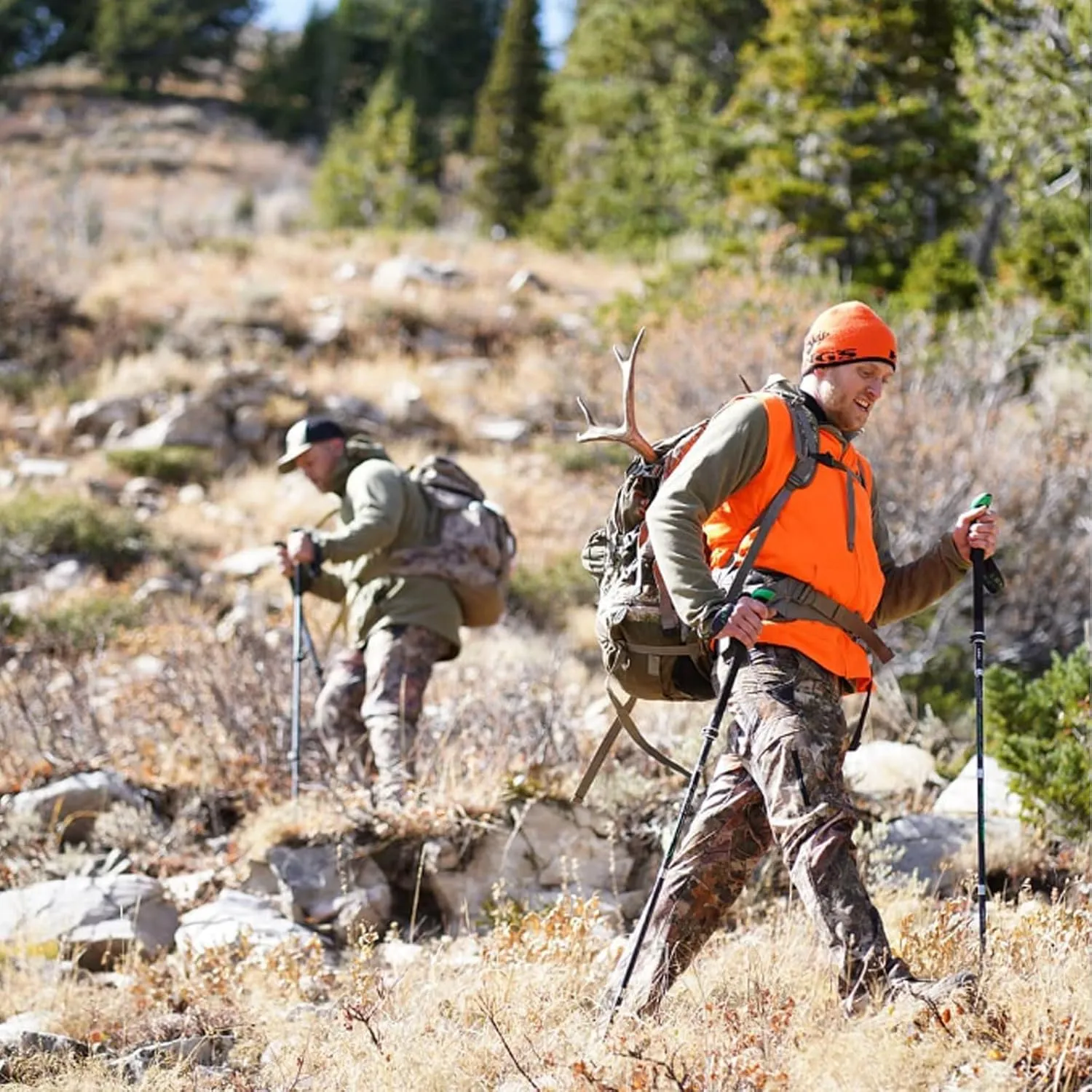 King's Camo Men's Blaze Orange Hunter Full Zip Bright Poly Fleece Vest with 2 Side Hand Pockets & Desert Shadow Accent Collar