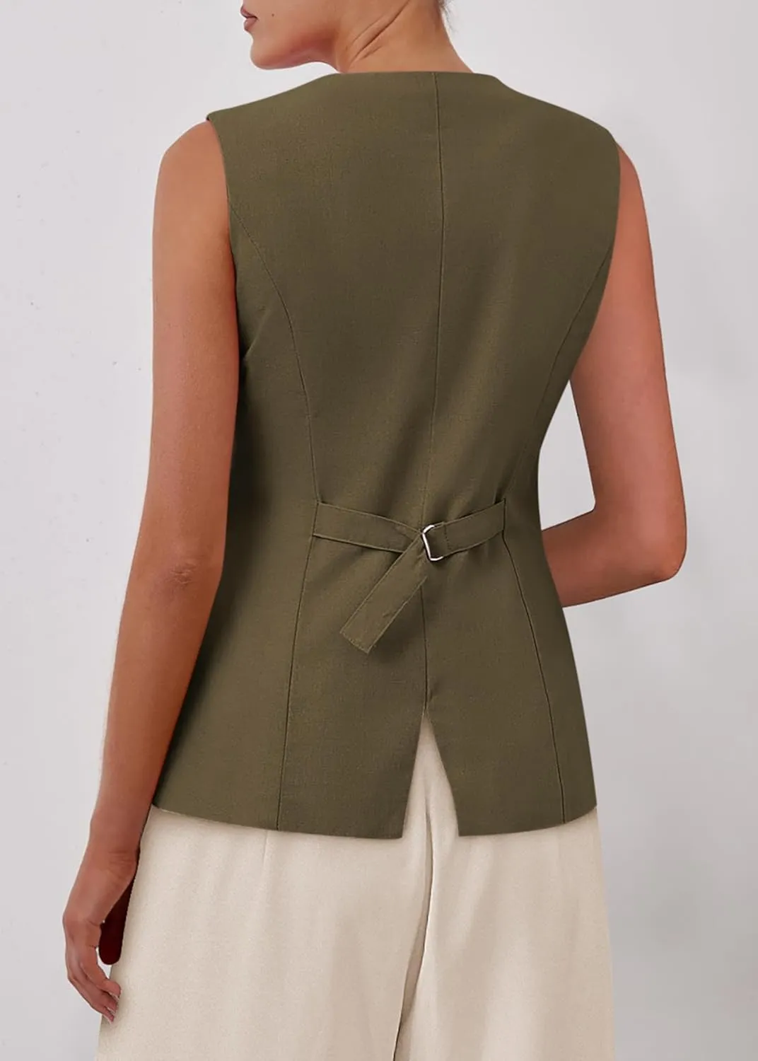 KIRUNDO Blazer Vest for Women Trendy 2025 Dressy Business Casual Summer Button Down Sleeveless Work Suit Waistcoat Tops