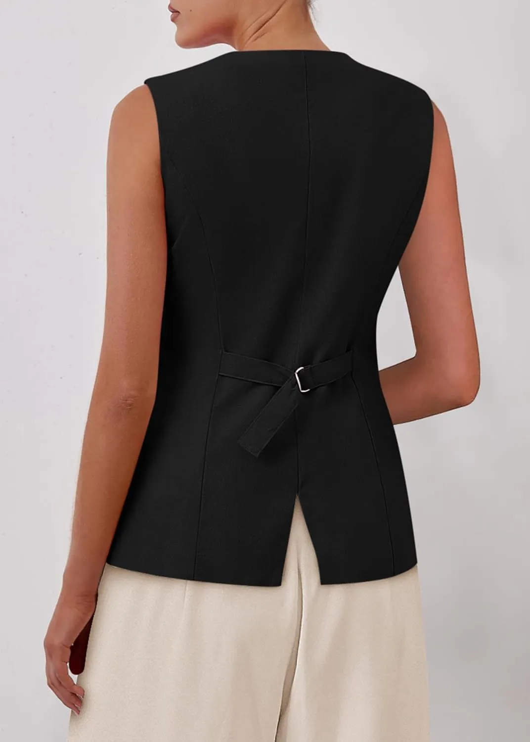 KIRUNDO Blazer Vest for Women Trendy 2025 Dressy Business Casual Summer Button Down Sleeveless Work Suit Waistcoat Tops
