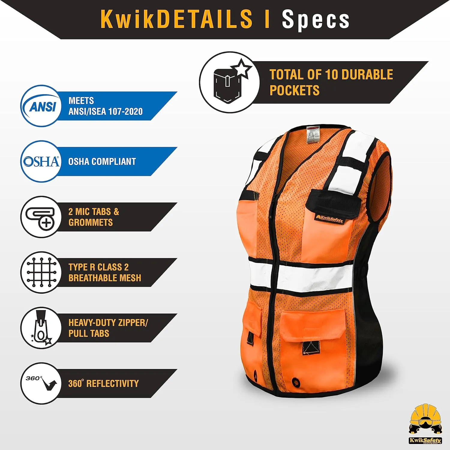 KwikSafety - Charlotte, NC - RoadBOSS Economy & Premium Safety Vest for Women [SNUG-FIT] Class 2 ANSI Tested OSHA