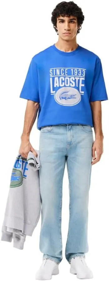 Lacoste Men's Short Sleeve Loose Fit Front Large Croc Graphic Tee Shirt