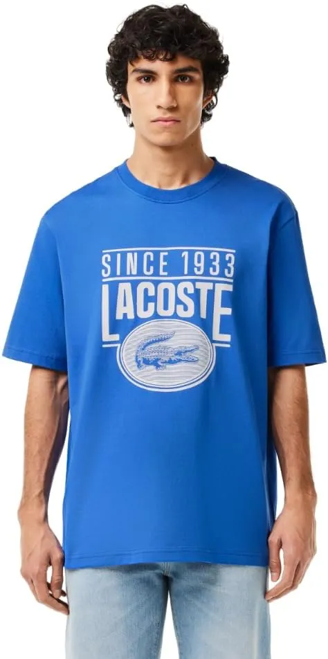 Lacoste Men's Short Sleeve Loose Fit Front Large Croc Graphic Tee Shirt