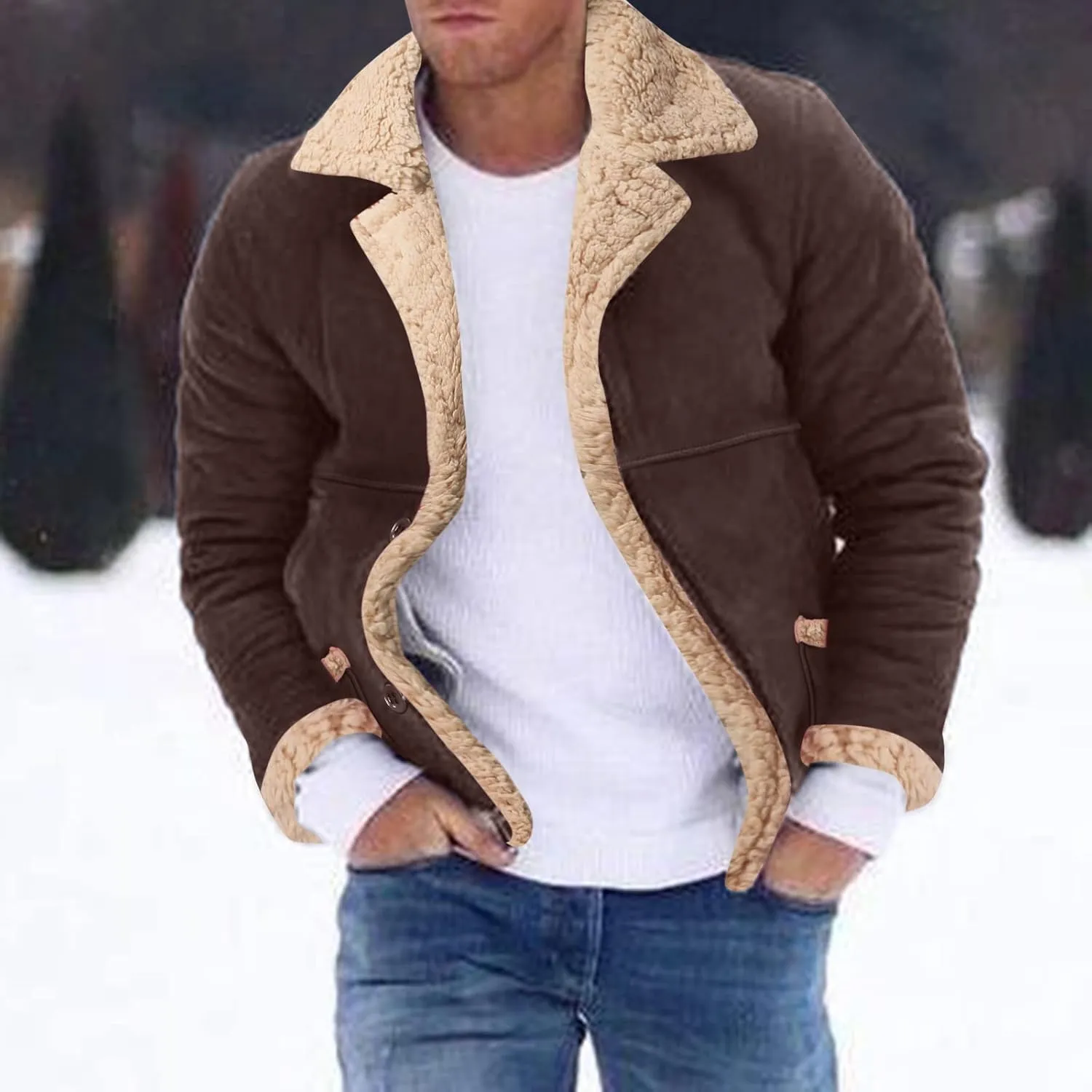LCMTWX Men's Thick Thermal Winter Jacket Stand Collar Knitted Splice Sweater Coat Casual Cardigan Stylish Outwear Mens