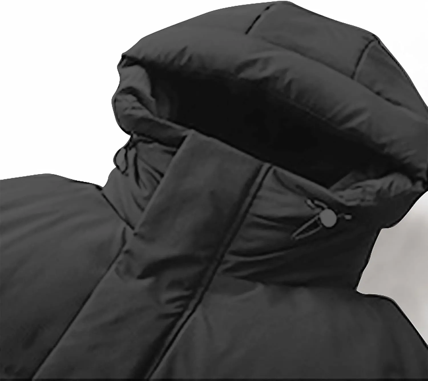 lcziwo Mens Long Hooded Puffer Jacket Long Sleeve Zip up Oversized Parka Thicken Padded Cotton Jacket Warm Quilted Coat