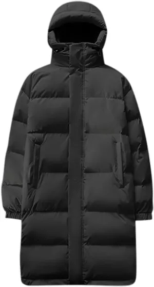 lcziwo Mens Long Hooded Puffer Jacket Long Sleeve Zip up Oversized Parka Thicken Padded Cotton Jacket Warm Quilted Coat
