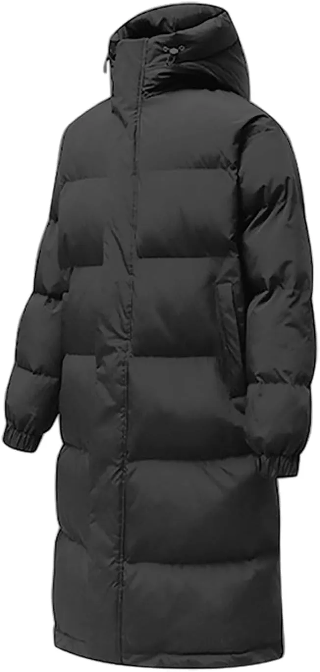 lcziwo Mens Long Hooded Puffer Jacket Long Sleeve Zip up Oversized Parka Thicken Padded Cotton Jacket Warm Quilted Coat