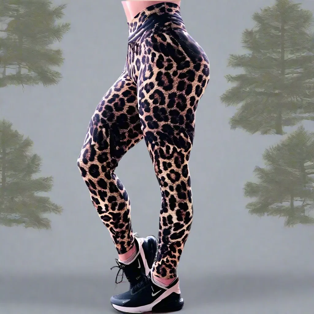 Leopard Print High Waist Yoga Leggings - Stylish & Comfortable