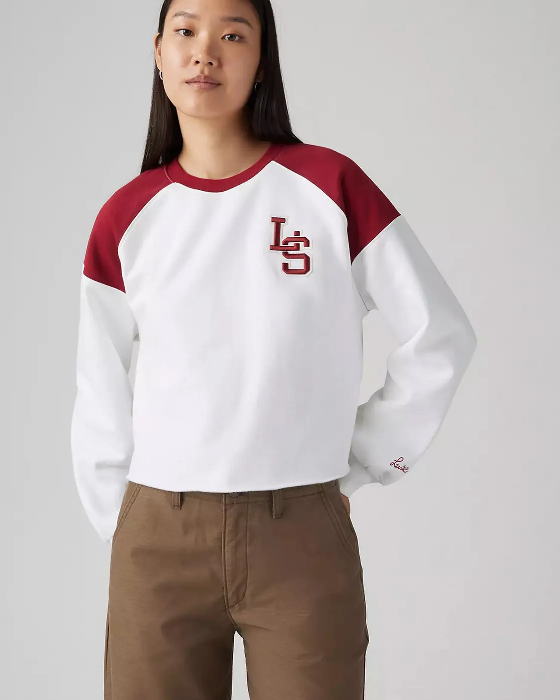 Levi's® Womens Graphic Campout Crew Sweat - Bright White / Sundried Tomato