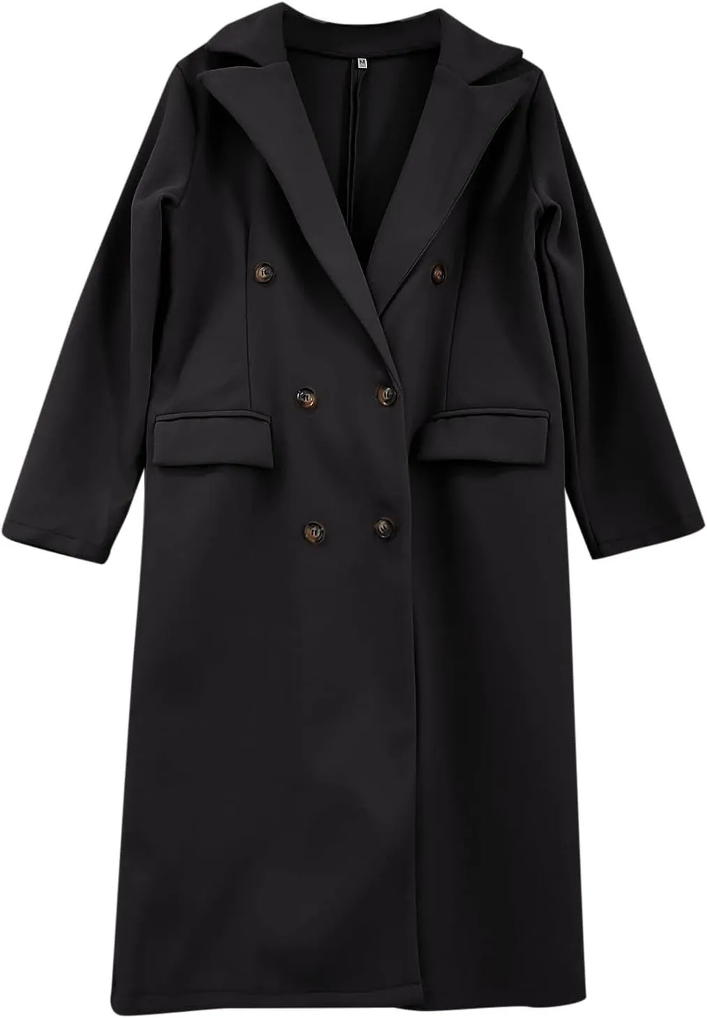 Long Winter Coats for Women Double Breasted Classic Lapel Outerwear Casual Trench Coat