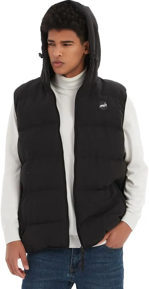 MADHERO Men's Puffer Vest with Hood Water-Resistant Puffy Vests Outerwear Sleeveless Jacket