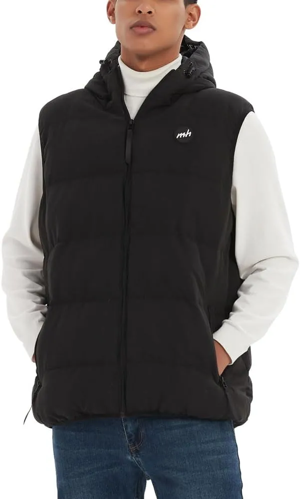 MADHERO Men's Puffer Vest with Hood Water-Resistant Puffy Vests Outerwear Sleeveless Jacket