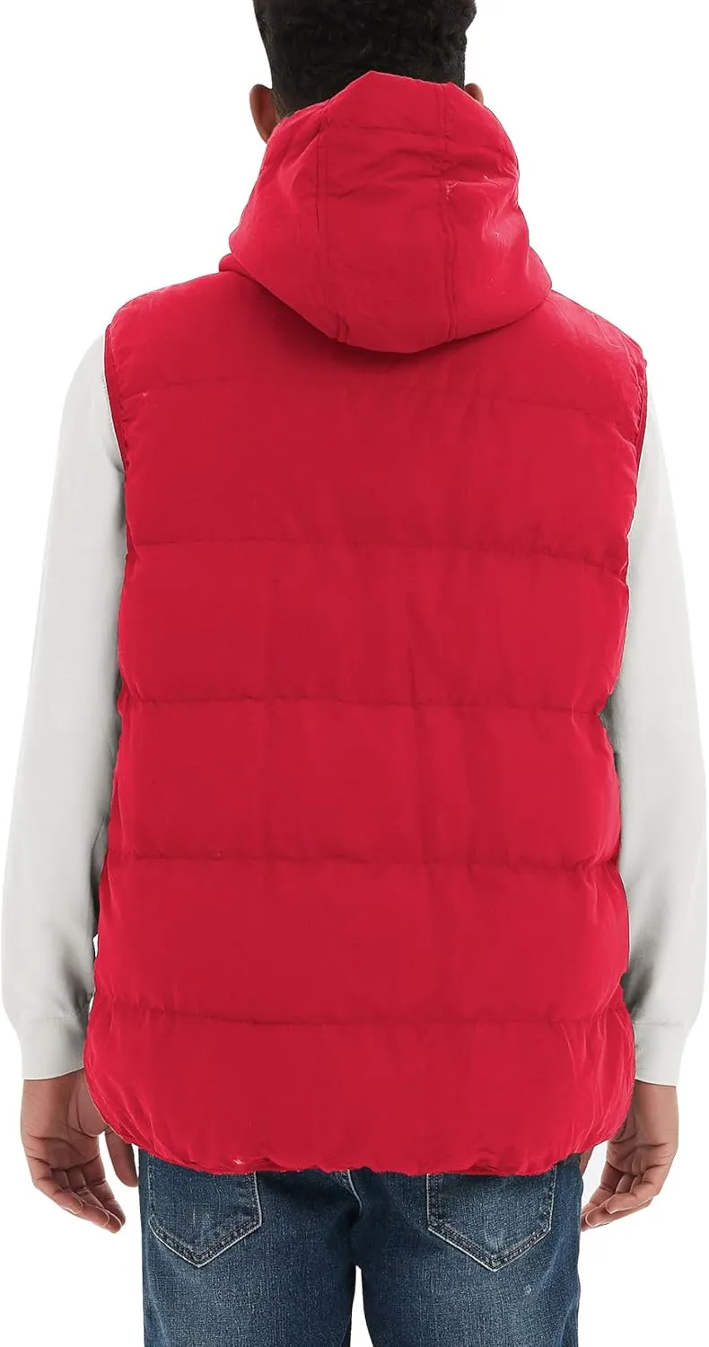MADHERO Men's Puffer Vest with Hood Water-Resistant Puffy Vests Outerwear Sleeveless Jacket