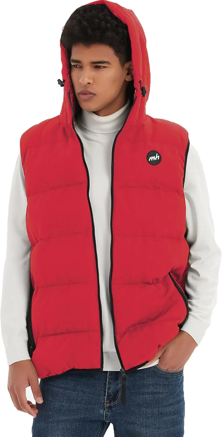 MADHERO Men's Puffer Vest with Hood Water-Resistant Puffy Vests Outerwear Sleeveless Jacket