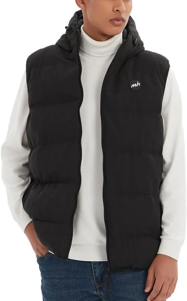 MADHERO Men's Puffer Vest with Hood Water-Resistant Puffy Vests Outerwear Sleeveless Jacket