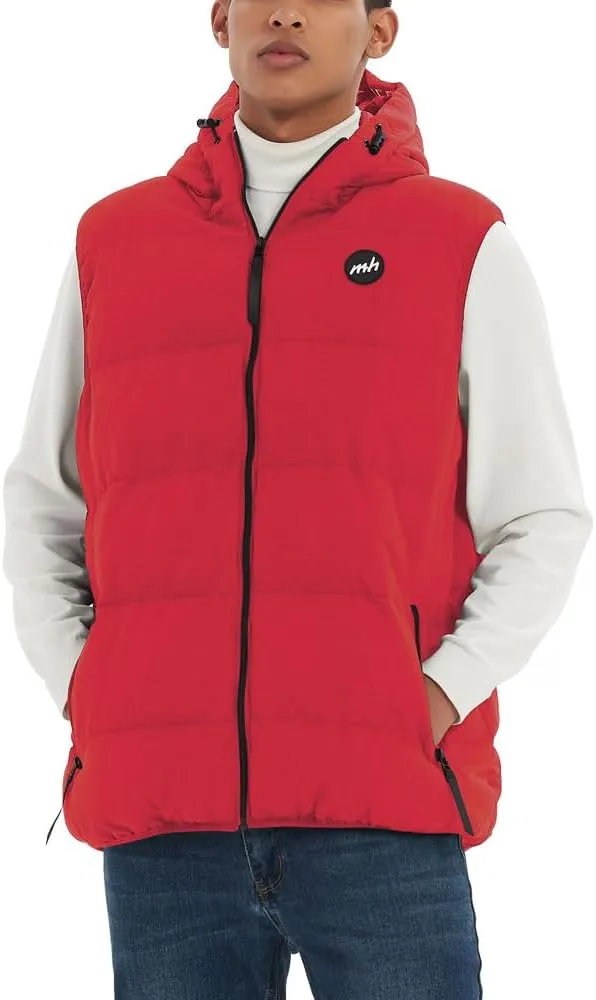 MADHERO Men's Puffer Vest with Hood Water-Resistant Puffy Vests Outerwear Sleeveless Jacket