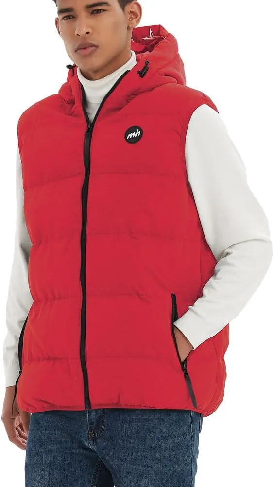 MADHERO Men's Puffer Vest with Hood Water-Resistant Puffy Vests Outerwear Sleeveless Jacket