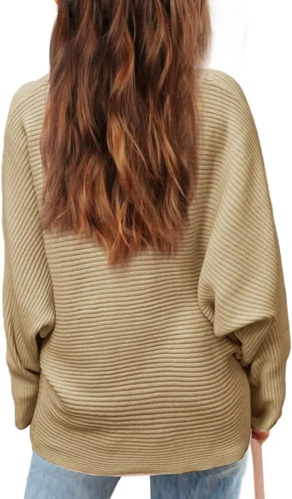 Mafulus Girl's Oversized Crewneck Fall Sweaters Kids Batwing Long Sleeve Slouchy Chunky Cute Pullover Jumper Shirts 5-14T