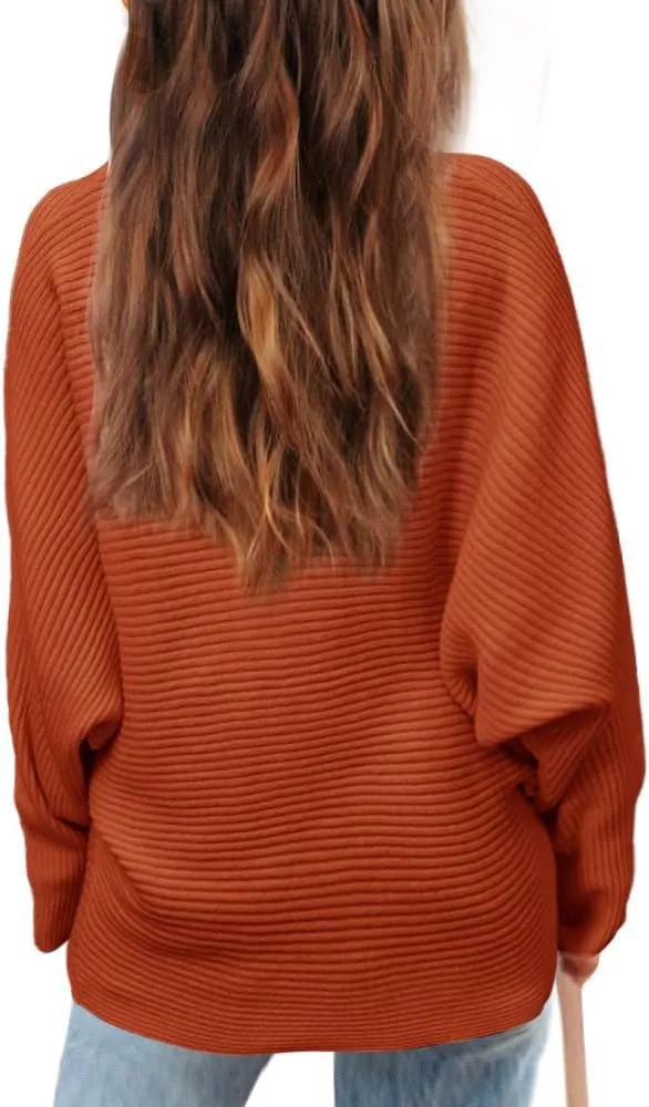 Mafulus Girl's Oversized Crewneck Fall Sweaters Kids Batwing Long Sleeve Slouchy Chunky Cute Pullover Jumper Shirts 5-14T
