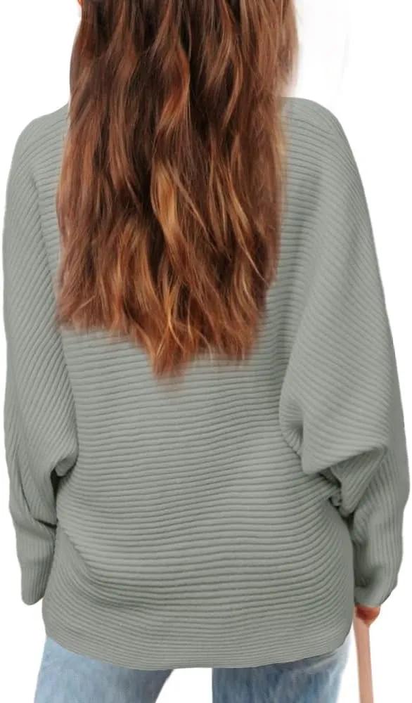 Mafulus Girl's Oversized Crewneck Fall Sweaters Kids Batwing Long Sleeve Slouchy Chunky Cute Pullover Jumper Shirts 5-14T