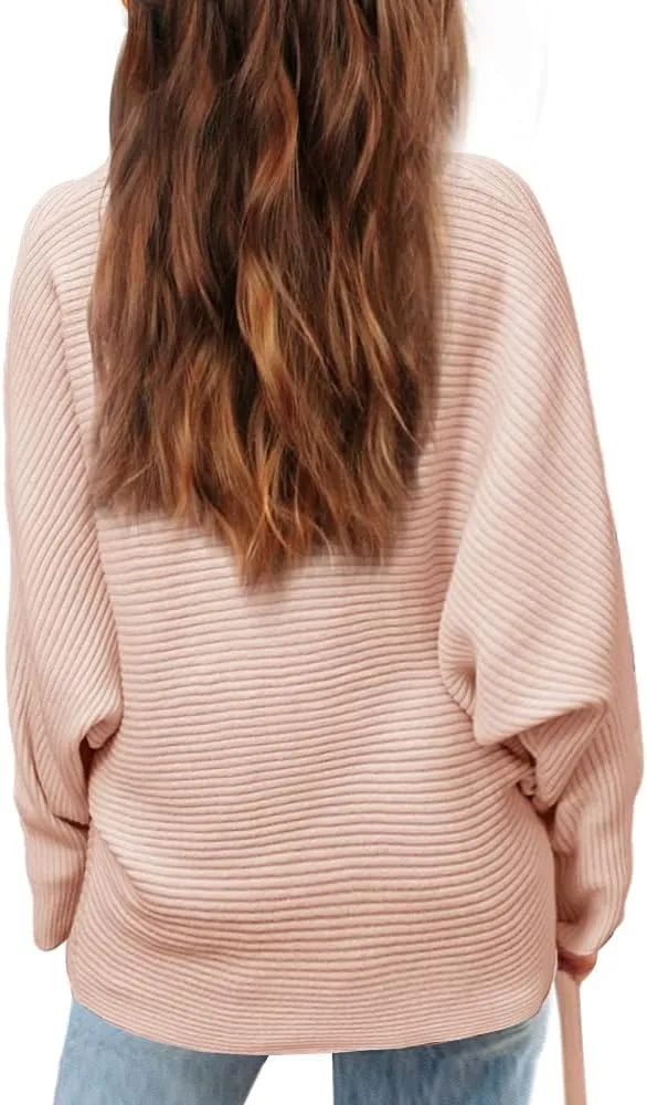 Mafulus Girl's Oversized Crewneck Fall Sweaters Kids Batwing Long Sleeve Slouchy Chunky Cute Pullover Jumper Shirts 5-14T
