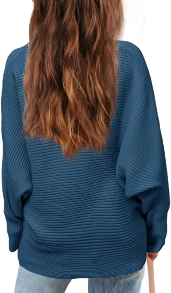 Mafulus Girl's Oversized Crewneck Fall Sweaters Kids Batwing Long Sleeve Slouchy Chunky Cute Pullover Jumper Shirts 5-14T