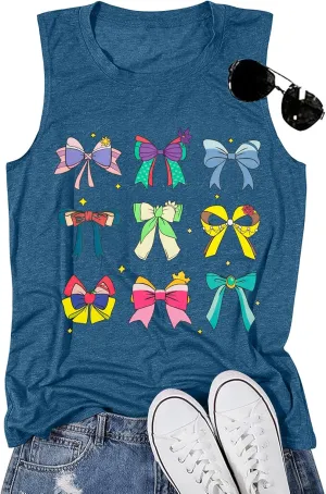 Magic Kingdom Tank Tops Women Princess Bow Shirt Magical Family Vacation Vest Summer Holiday Graphic Sleeveless Tee