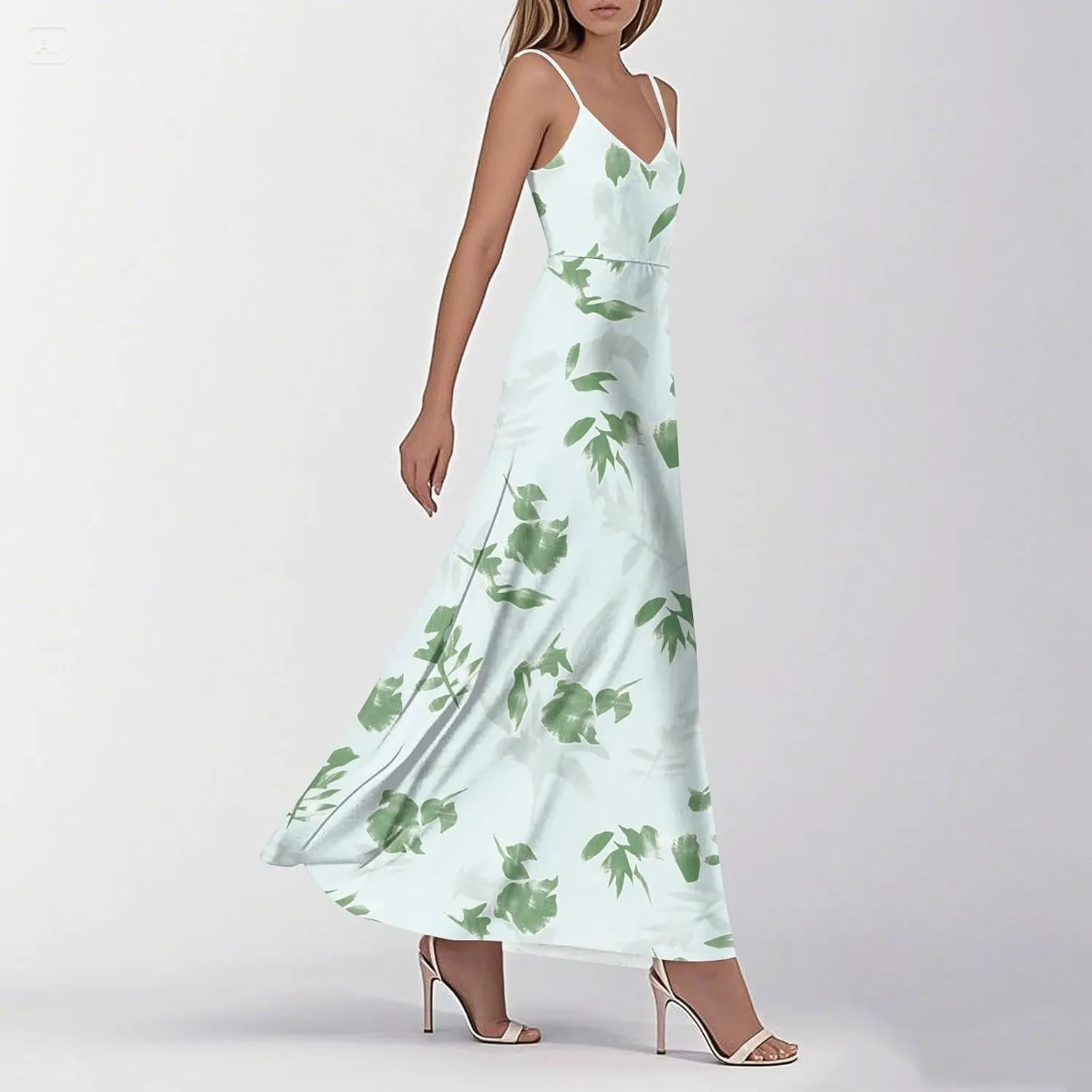 Maxi Dresses for Women 2025 V Neck Empire Waist Sleeveless Floral Cami Dress Spaghetti Strap Flowy Summer Sundress