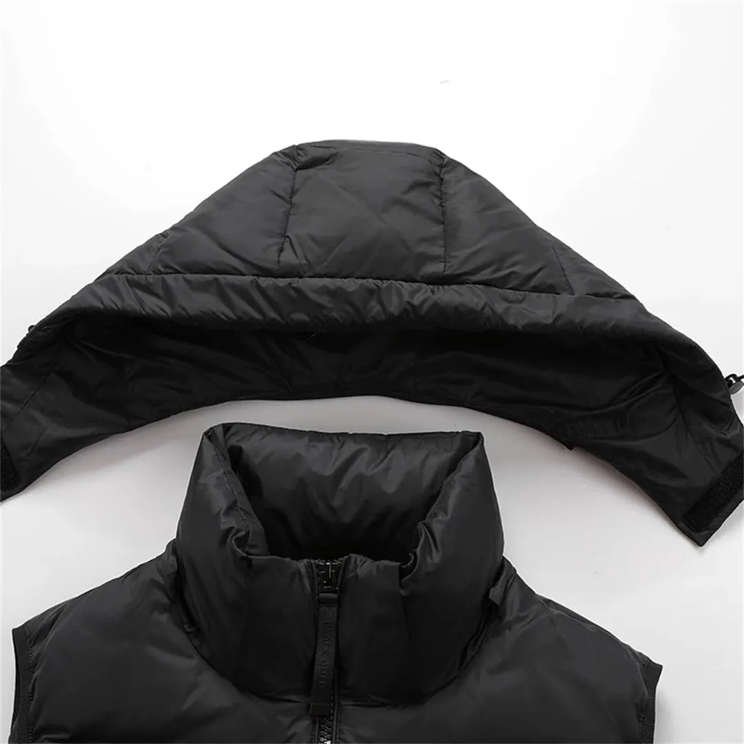Men Sleeveless Cotton Padded Jackets Keep Warm Hooded Vest Puffer Jacket Thicken Outdoor Coats