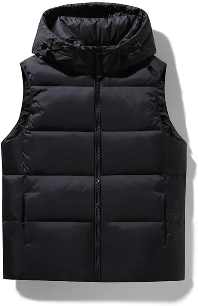 Men Sleeveless Cotton Padded Jackets Keep Warm Hooded Vest Puffer Jacket Thicken Outdoor Coats