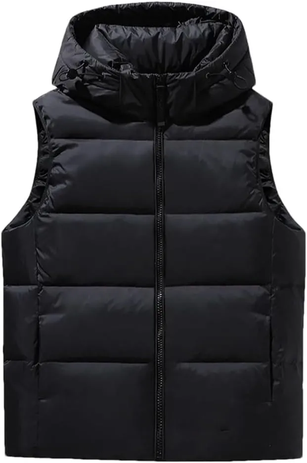Men Sleeveless Cotton Padded Jackets Keep Warm Hooded Vest Puffer Jacket Thicken Outdoor Coats