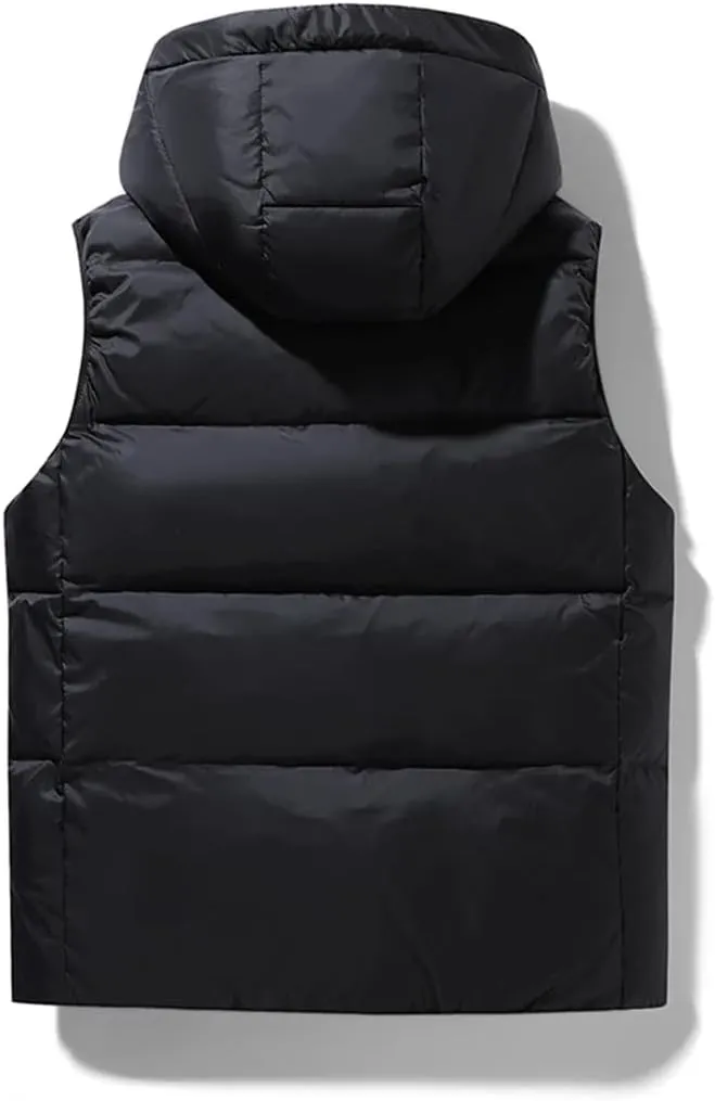 Men Sleeveless Cotton Padded Jackets Keep Warm Hooded Vest Puffer Jacket Thicken Outdoor Coats