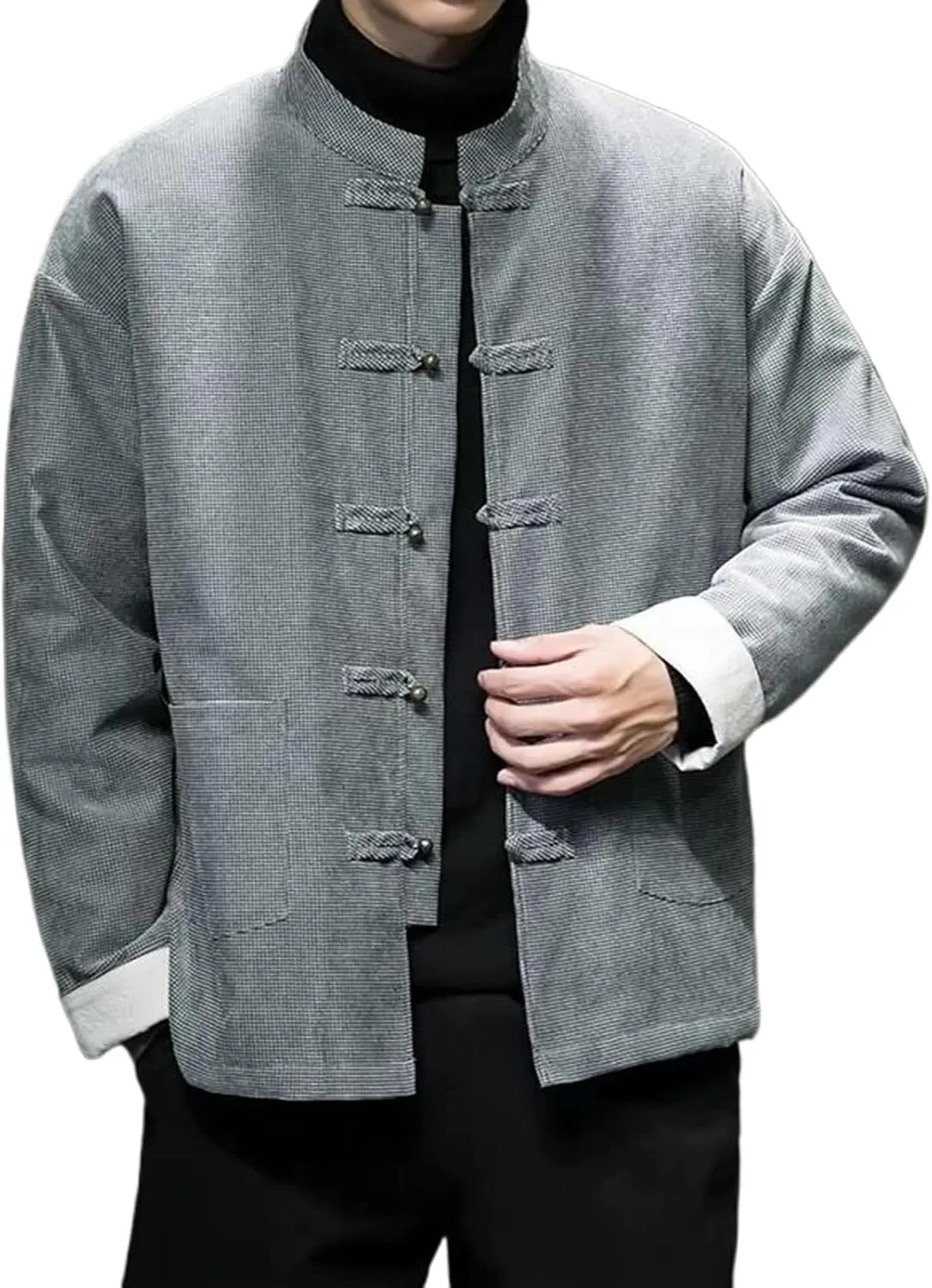 Men Traditional Chinese Vintage Cotton Padded Jacket Men Tang Suit Winter Warm Parkas Jacket Male Kung Fu Coat