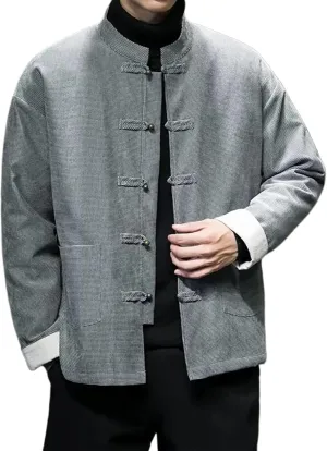 Men Traditional Chinese Vintage Cotton Padded Jacket Men Tang Suit Winter Warm Parkas Jacket Male Kung Fu Coat