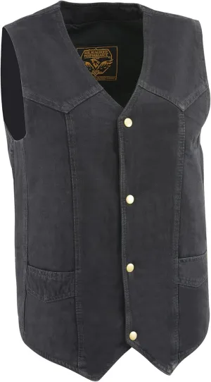 Men's 100% Cotton Basic Denim Vest 3X (52) Black