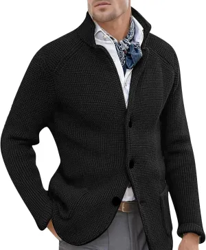 Mens Cardigan Sweater Cable Knit V Neck Button up Sweaters 2024 Winter Soft Warm Ribbed Cardigan Sweater Jacket with Pockets