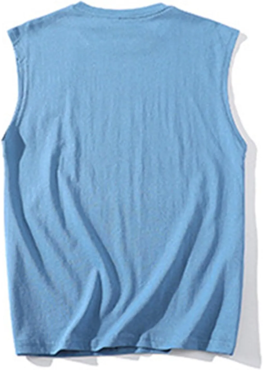 Mens Casual Tank Top Basic Cotton Comfortable Round Neck Solid Color Tank Tops Breathable Quick Dry Workout Tee