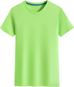 Mens Cotton T-Shirt Active Quick Dry Crew Neck T Shirts Round Collar Short-Sleeve Tees Tops for Male