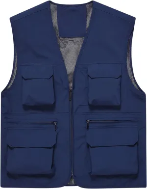 Men's Fishing Vest Casual Outdoor Mountaineering Mesh Photographer Jacket Multi-Pocket Breathable Quick Dry Coat