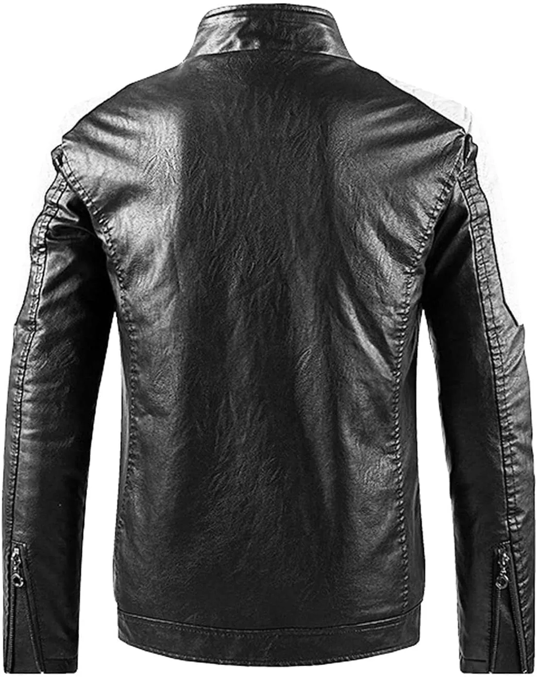 Mens Jacket Motorcycle Vintage Pu Stand Collar Coats Faux Leather Jackets Bomber Fashion Slim Fit Jacket Coat