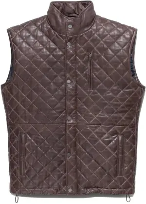 Mens Lamsbkin Leather Vest, Quilted Leather Vest Men, Lambskin Leather Quilted vest, Diamond Quilted Leather Vest Men