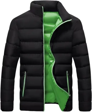 Mens Puffer Jacket No Hood Packable Lightweight Down Jacket Windproof Winter Thicken Padded Coat Warm Parka Jacket
