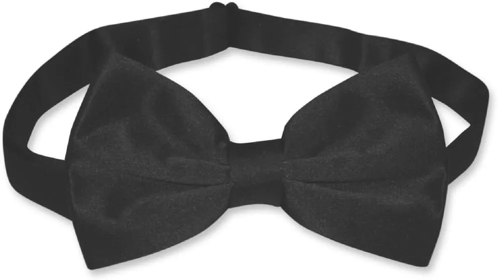 Mens SLIM FIT Dress Vest BowTie Solid BLACK Color Bow Tie Handkerchief Set