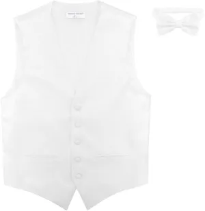 Mens SLIM FIT Dress Vest BowTie Solid BLACK Color Bow Tie Handkerchief Set
