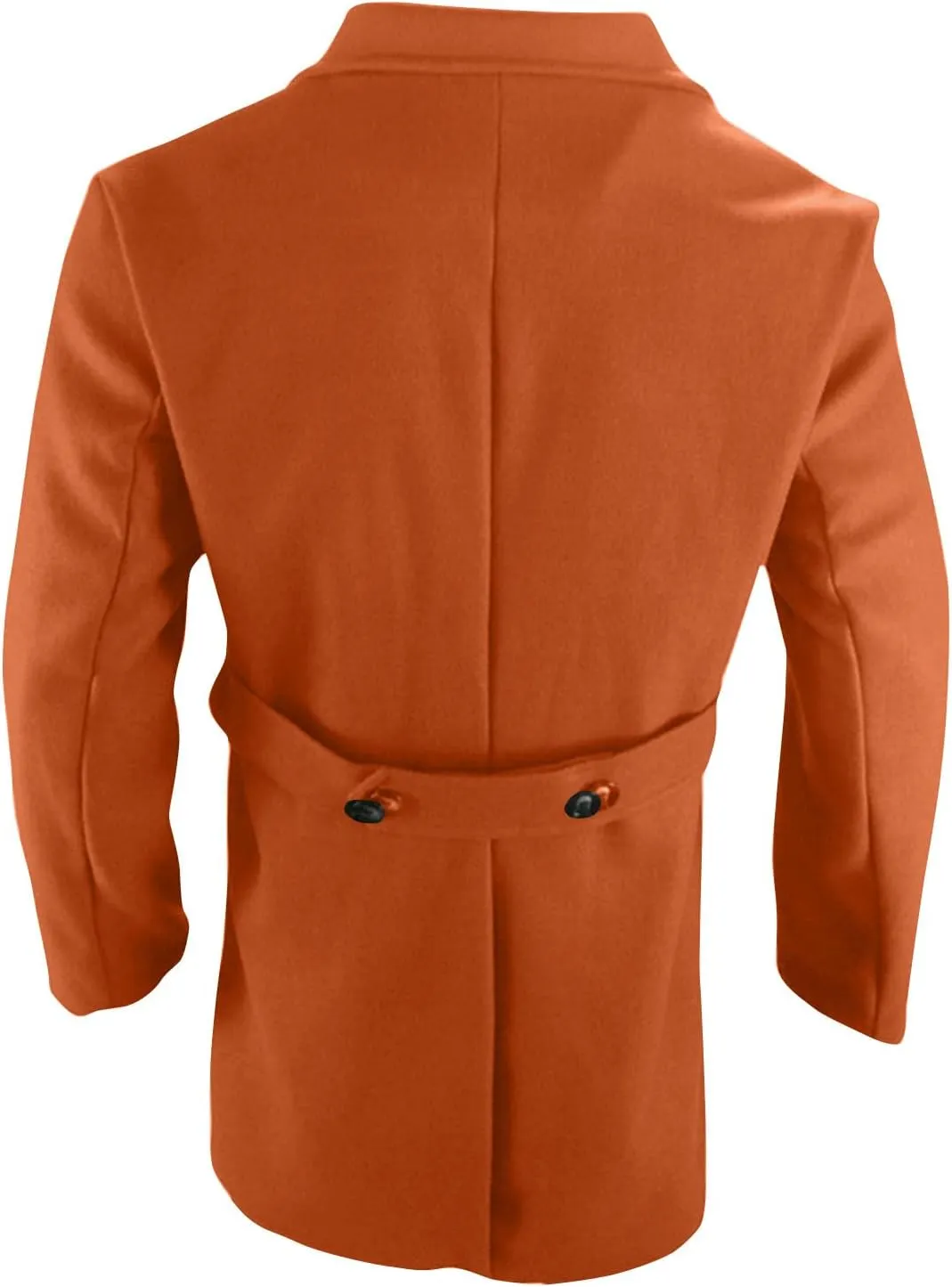 Men's Slim Fit Single Breasted Pea Coat Casual Wool Blend Notched Collar Overcoat with Pockets