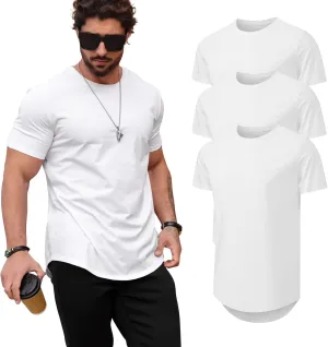 Mens T Shirts Casual Hipster Hip Hop Longline Crewneck Tee Shirts