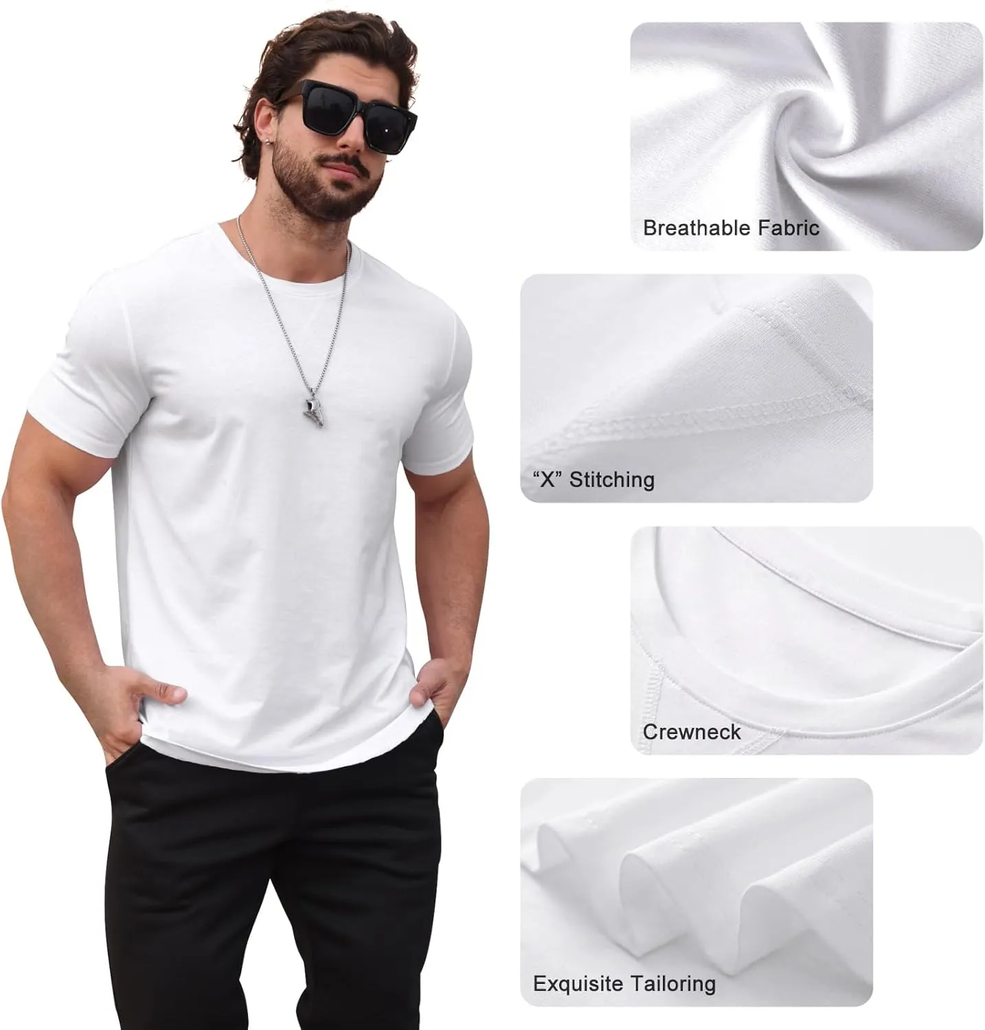 Mens T Shirts Casual Hipster Hip Hop Longline Crewneck Tee Shirts