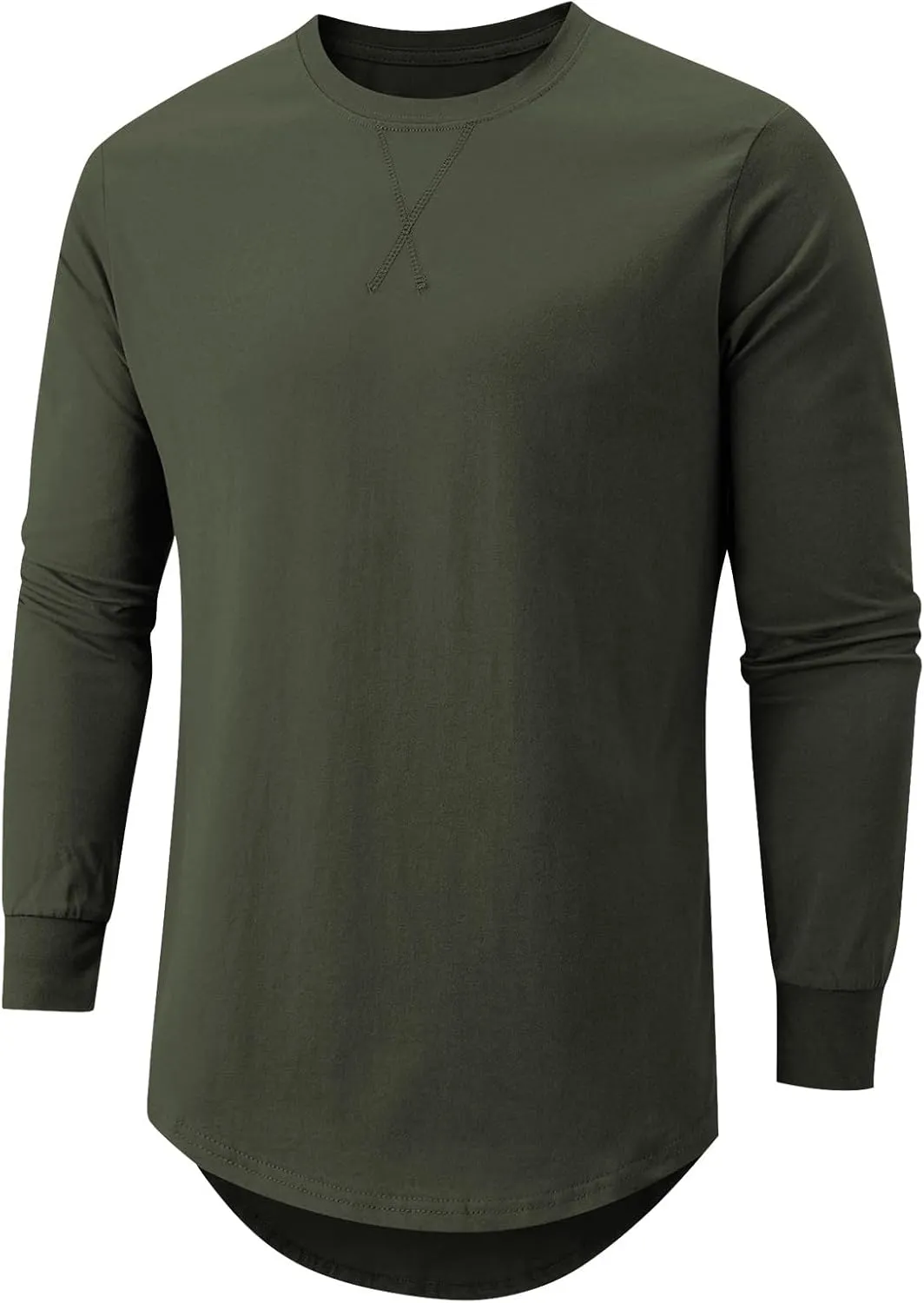 Mens T Shirts Casual Hipster Hip Hop Longline Crewneck Tee Shirts